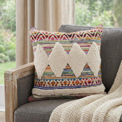 18" Blue And White Diamond Cotton Throw Pillow HomeRoots
