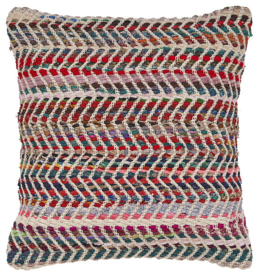 18" X 18" Blue and Red Chevron Cotton Blend Zippered Pillow FurniFindUSA