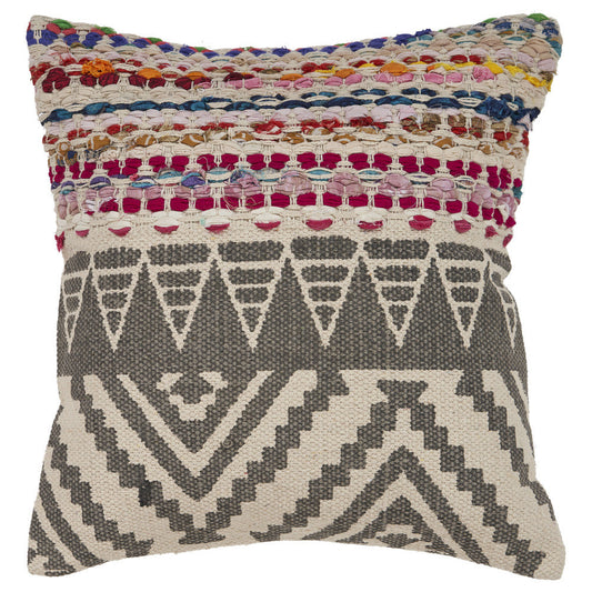 18" X 18" Blue and Beige Geometric Cotton Blend Zippered Pillow FurniFindUSA