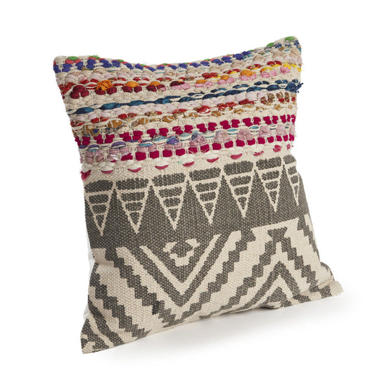 18" X 18" Blue and Beige Geometric Cotton Blend Zippered Pillow FurniFindUSA