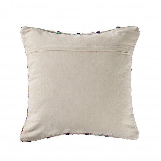 20" X 20" Beige Red Green Blue Yellow Orange And Pink 100% Cotton Geometric Zippered Pillow FurniFindUSA