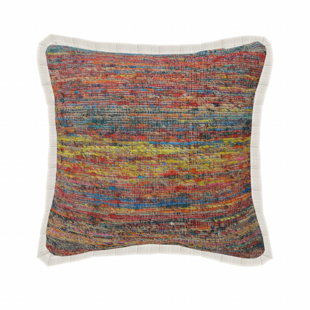 20" X 20" Red Green Blue Yellow And Orange Polyester Geometric Zippered Pillow 4.0" (L) x 20.0" (W) x 20.0" (H) FurniFindUSA