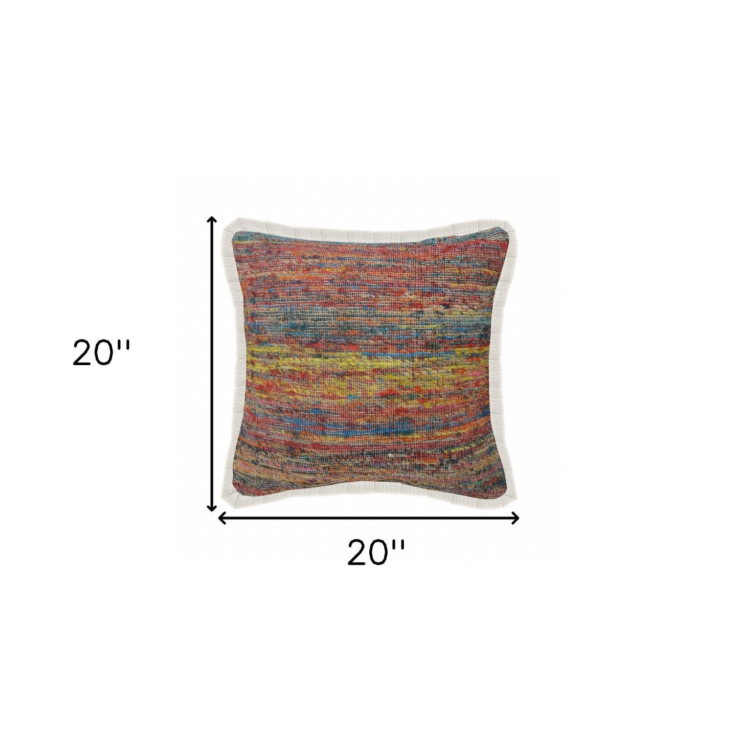 20" X 20" Red Green Blue Yellow And Orange Polyester Geometric Zippered Pillow 4.0" (L) x 20.0" (W) x 20.0" (H) FurniFindUSA
