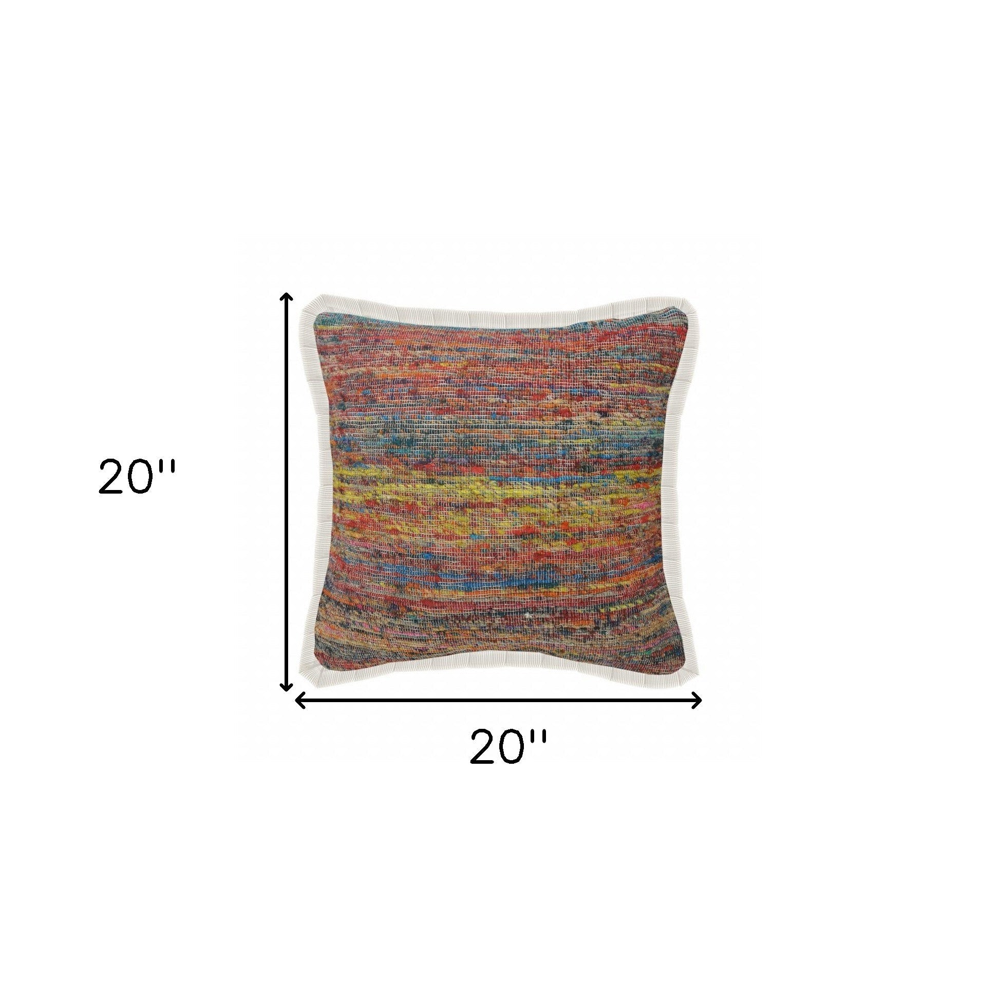 20" X 20" Red Green Blue Yellow And Orange Polyester Geometric Zippered Pillow 4.0" (L) x 20.0" (W) x 20.0" (H) FurniFindUSA
