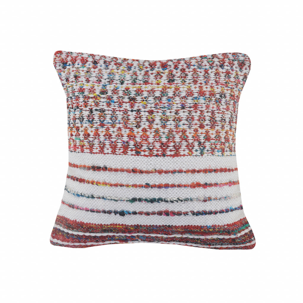 20" X 20" Red Green Blue Yellow Orange And Pink Polyester Geometric Zippered Pillow FurniFindUSA
