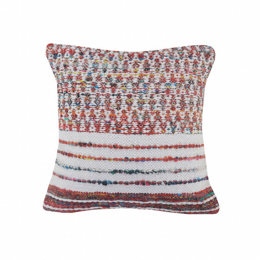 20" X 20" Red Green Blue Yellow Orange And Pink Polyester Geometric Zippered Pillow FurniFindUSA