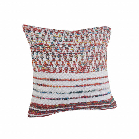20" X 20" Red Green Blue Yellow Orange And Pink Polyester Geometric Zippered Pillow FurniFindUSA