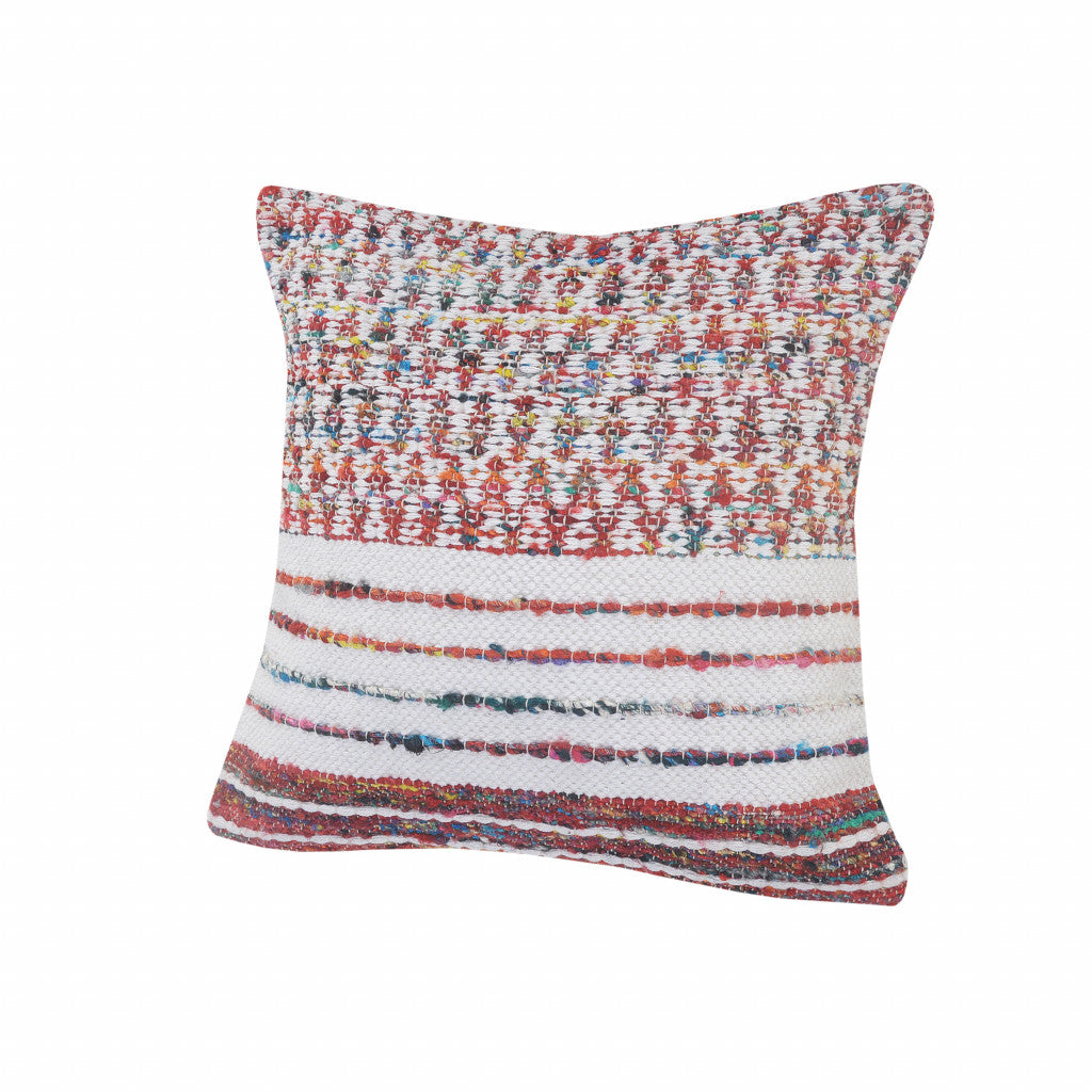 20" X 20" Red Green Blue Yellow Orange And Pink Polyester Geometric Zippered Pillow FurniFindUSA