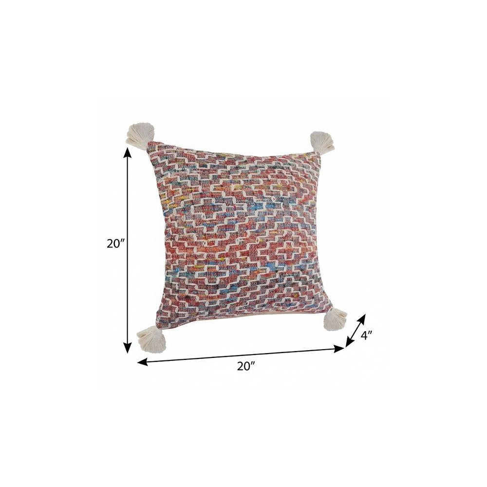 20" X 20" Red Green Blue Yellow And Orange Polyester Geometric Zippered Pillow — view 6