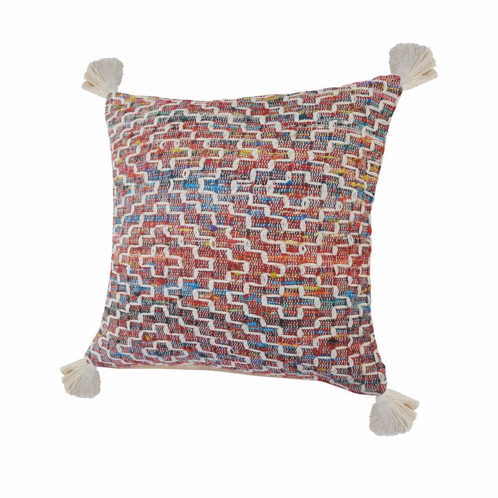 20" X 20" Red Green Blue Yellow And Orange Polyester Geometric Zippered Pillow — view 4
