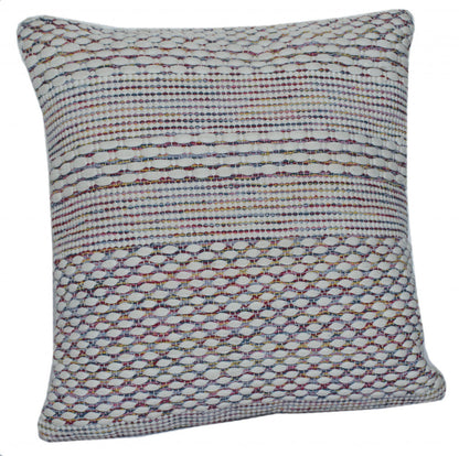 20" X 20" Ivory Red Green Blue Yellow And Orange 100% Cotton Geometric Zippered Pillow FurniFindUSA