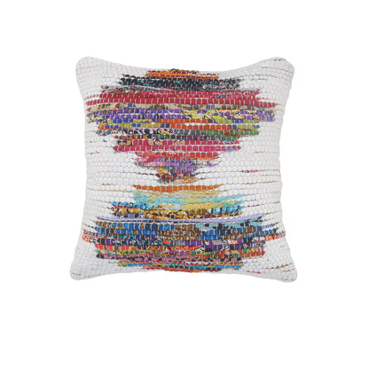 20" X 20" White Red Green Blue Yellow And Orange 100% Cotton Geometric Zippered Pillow 4.0" (L) x 20.0" (W) x 20.0" (H) FurniFindUSA