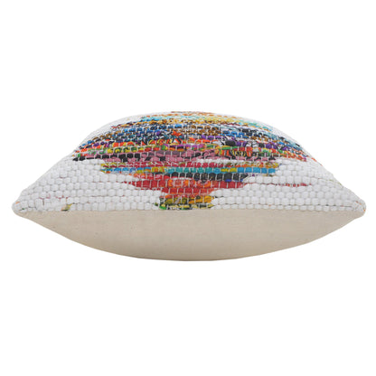 20" X 20" White Red Green Blue Yellow And Orange 100% Cotton Geometric Zippered Pillow 4.0" (L) x 20.0" (W) x 20.0" (H) FurniFindUSA