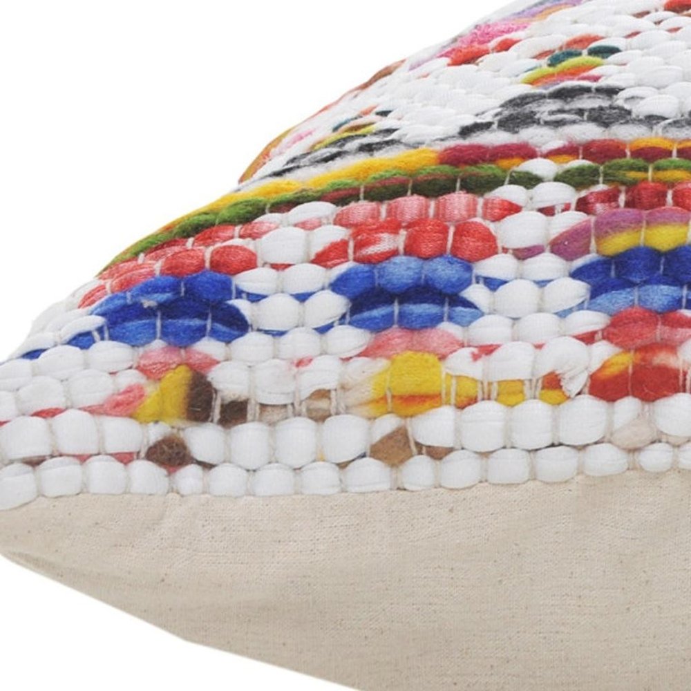 20" X 20" White Red Green Blue Yellow And Orange 100% Cotton Geometric Zippered Pillow HomeRoots