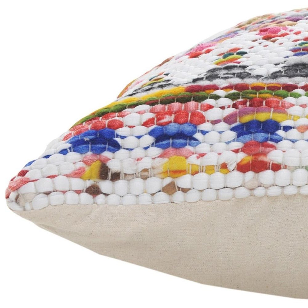 20" X 20" White Red Green Blue Yellow And Orange 100% Cotton Geometric Zippered Pillow — view 6