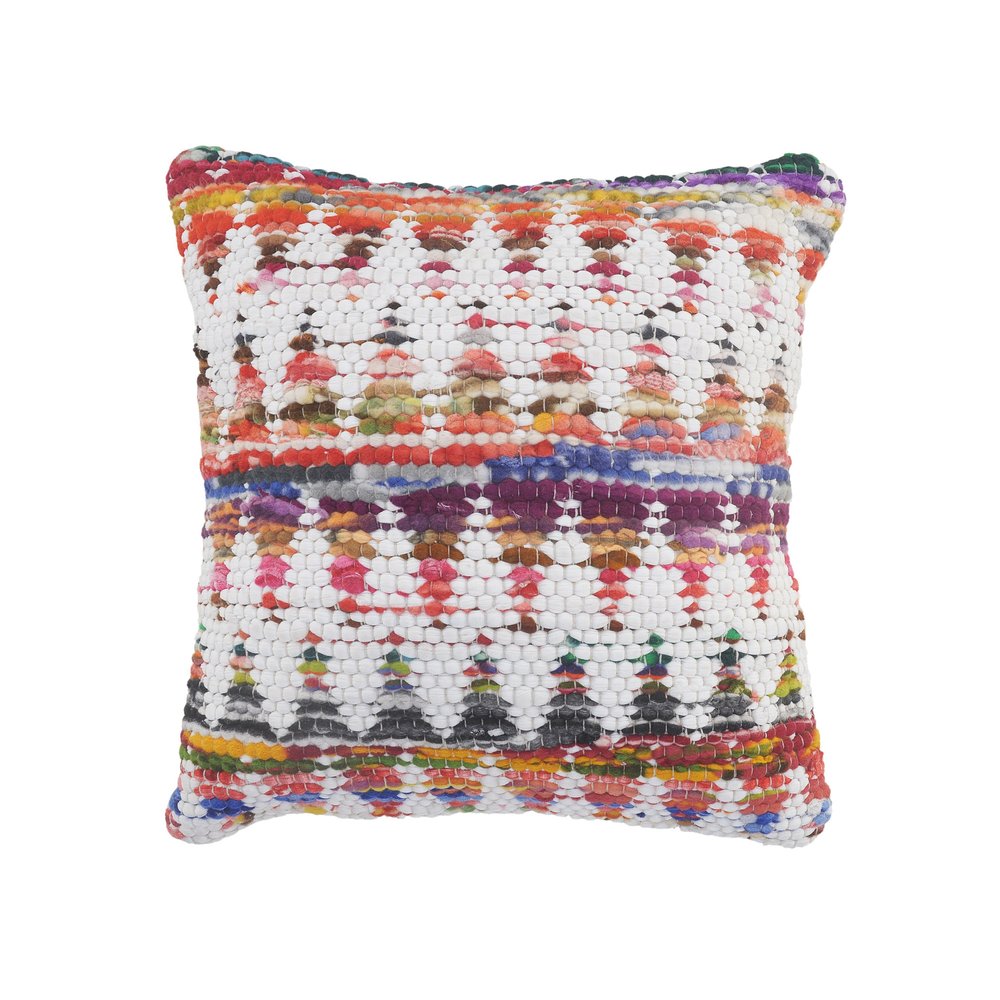 20" X 20" White Red Green Blue Yellow And Orange 100% Cotton Geometric Zippered Pillow HomeRoots
