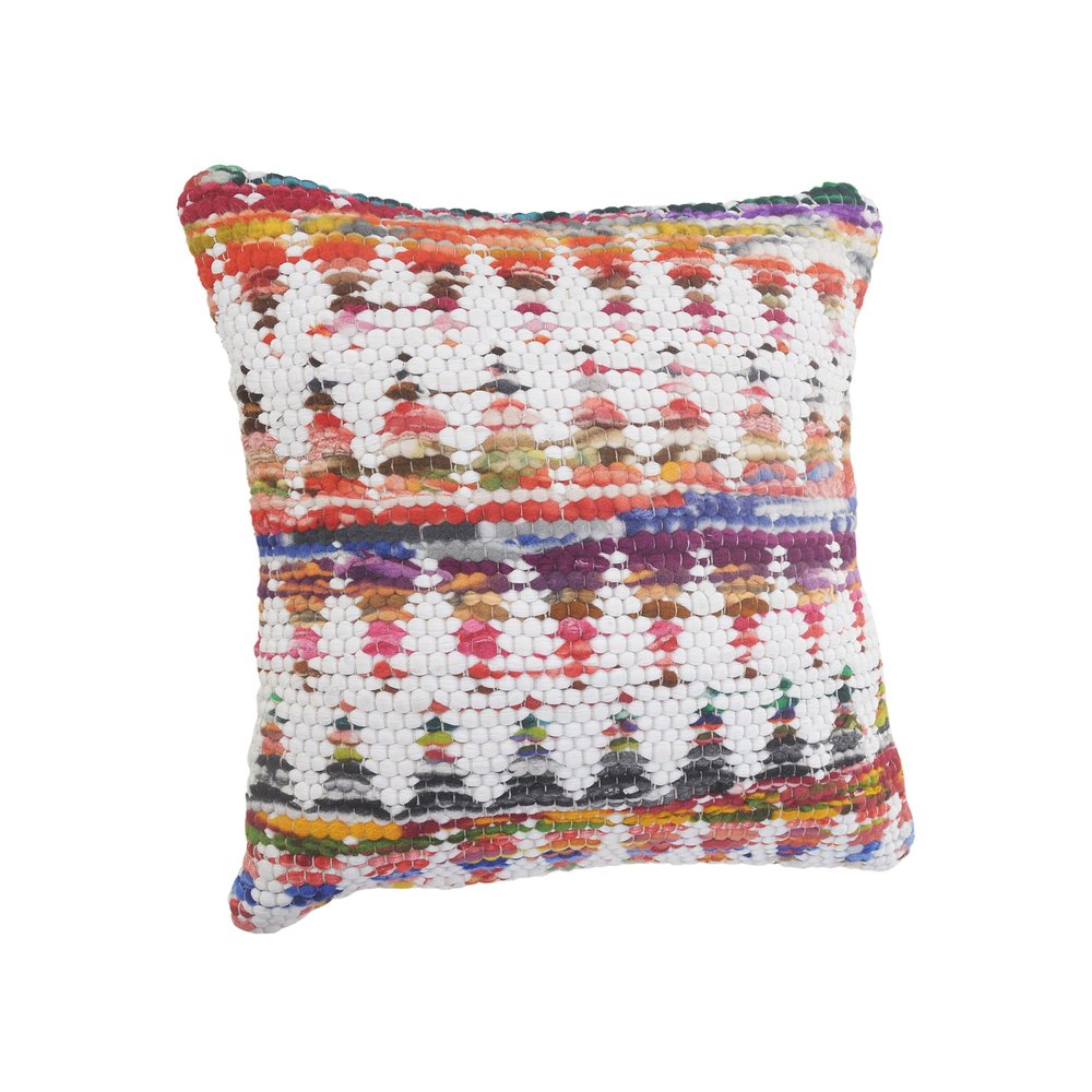 20" X 20" White Red Green Blue Yellow And Orange 100% Cotton Geometric Zippered Pillow HomeRoots