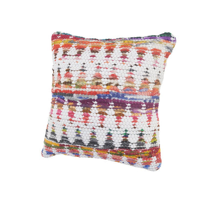 20" X 20" White Red Green Blue Yellow And Orange 100% Cotton Geometric Zippered Pillow HomeRoots
