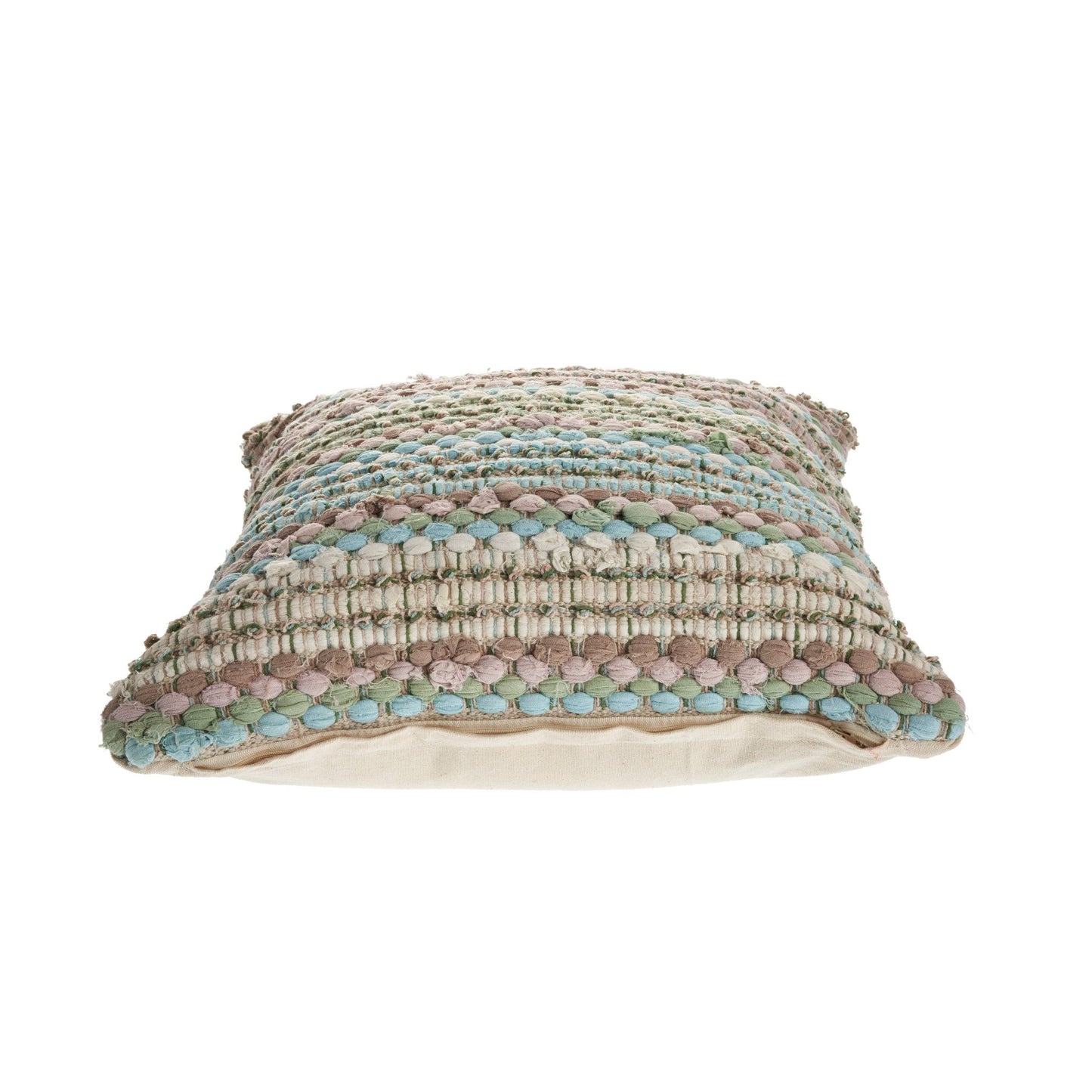 18" X 18" Blue and Green Striped Cotton Zippered Pillow FurniFindUSA