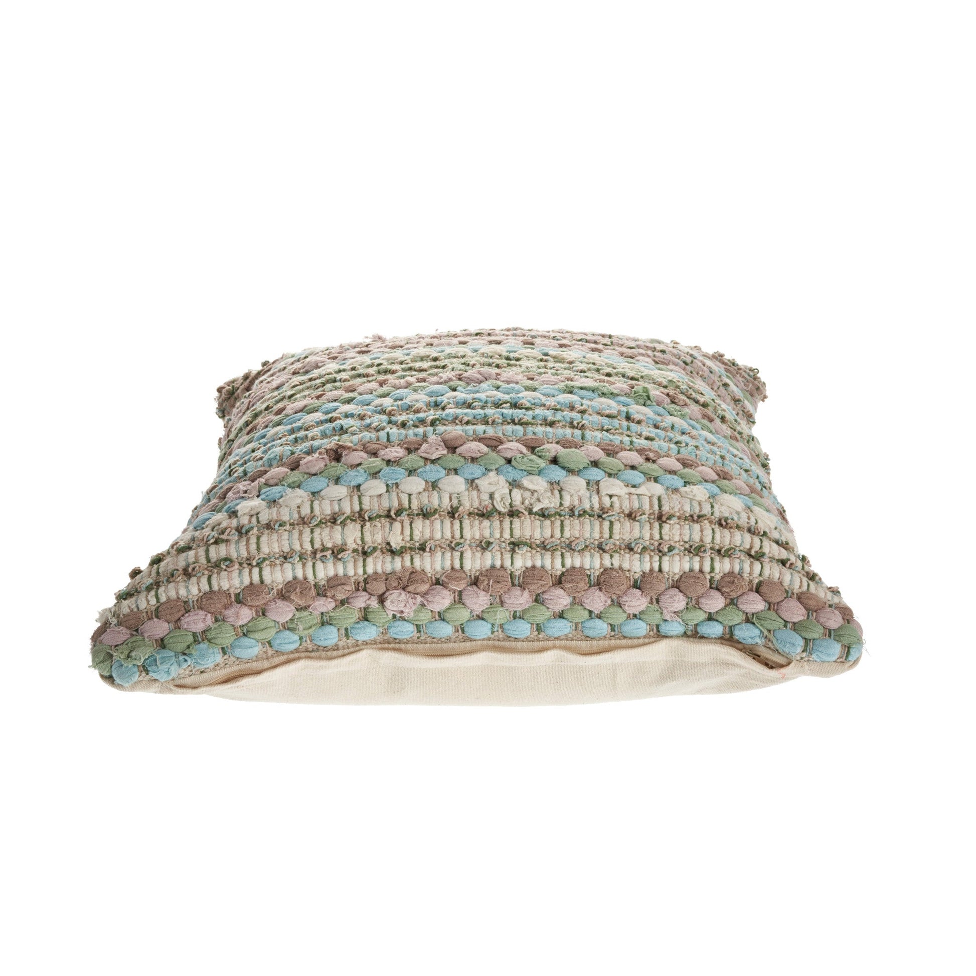 18" X 18" Blue and Green Striped Cotton Zippered Pillow FurniFindUSA