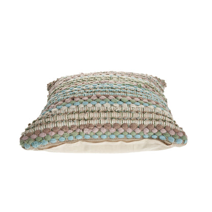18" X 18" Blue and Green Striped Cotton Zippered Pillow FurniFindUSA