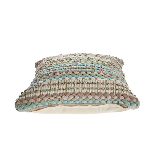 18" X 18" Blue and Green Striped Cotton Zippered Pillow FurniFindUSA