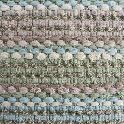 18" Blue And Green Cotton Striped Throw Pillow HomeRoots