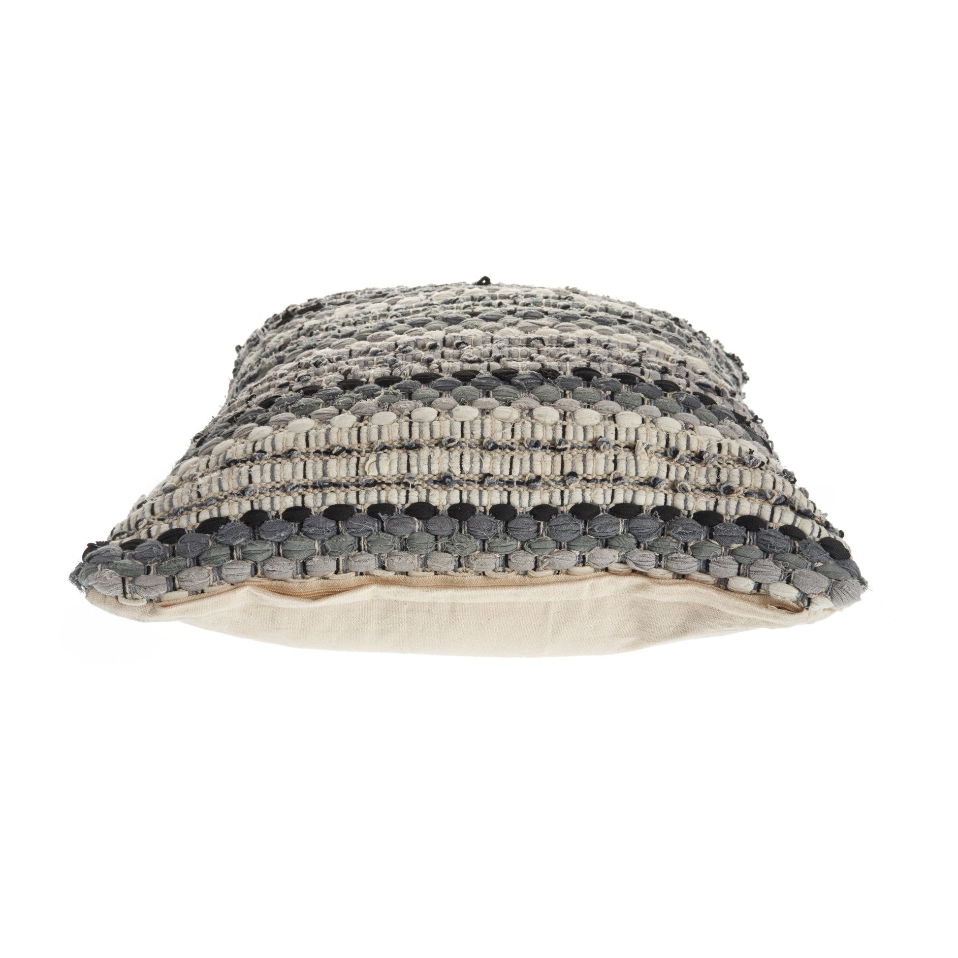 18" X 18" Black And Grey 100% Cotton Striped Zippered Pillow 6.0" (L) x 18.0" (W) x 18.0" (H) FurniFindUSA