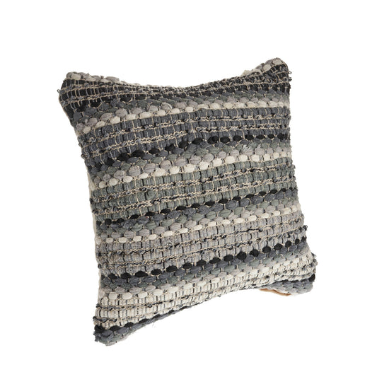 18" X 18" Black And Grey 100% Cotton Striped Zippered Pillow 6.0" (L) x 18.0" (W) x 18.0" (H) FurniFindUSA