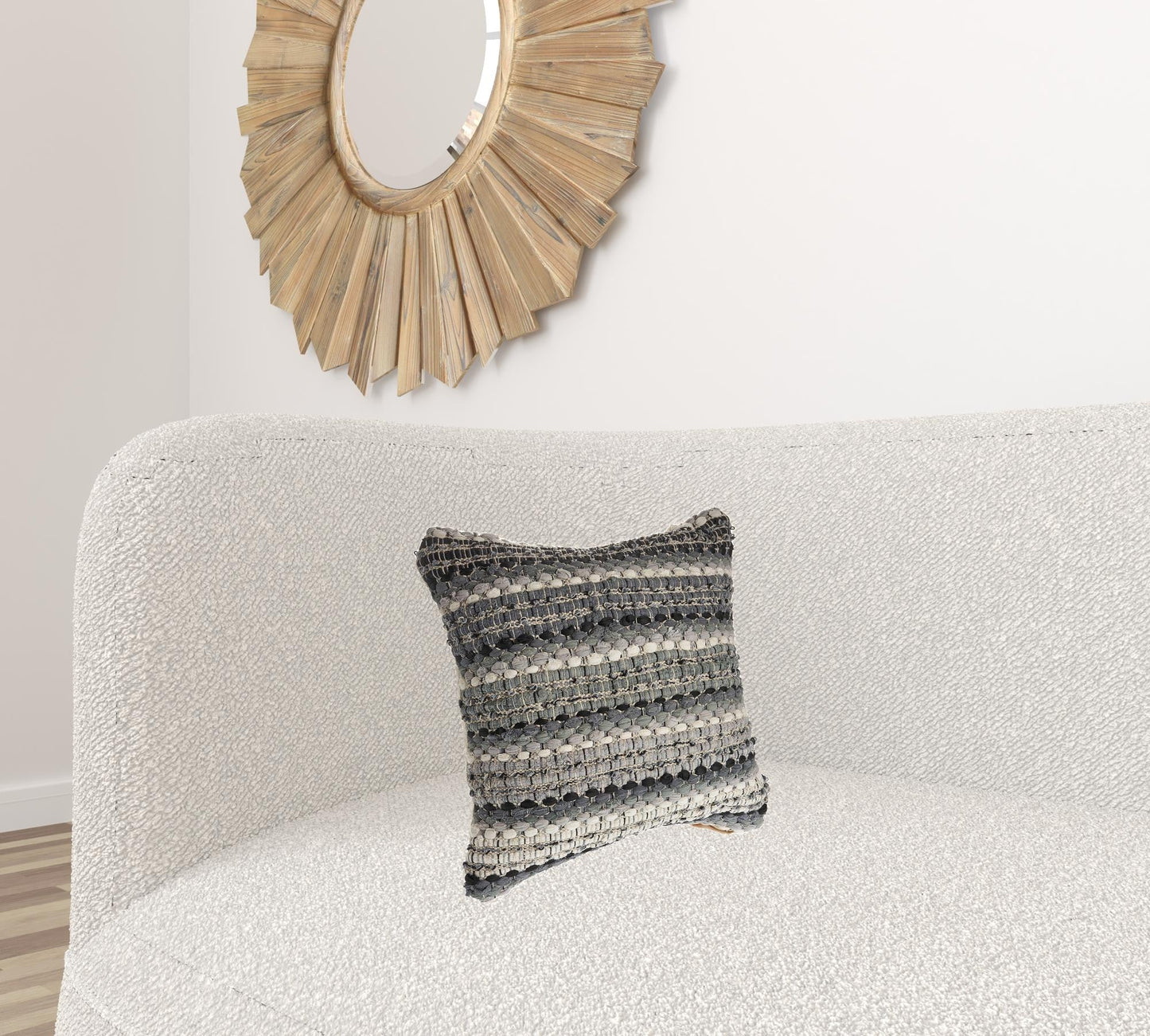 18" X 18" Black And Grey 100% Cotton Striped Zippered Pillow 6.0" (L) x 18.0" (W) x 18.0" (H) FurniFindUSA