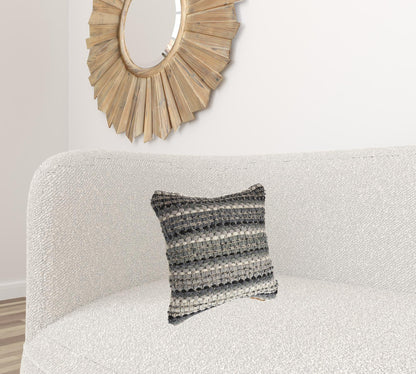 18" X 18" Black And Grey 100% Cotton Striped Zippered Pillow 6.0" (L) x 18.0" (W) x 18.0" (H) FurniFindUSA