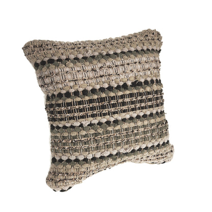 18" X 18" Beige And Brown 100% Cotton Striped Zippered Pillow FurniFindUSA