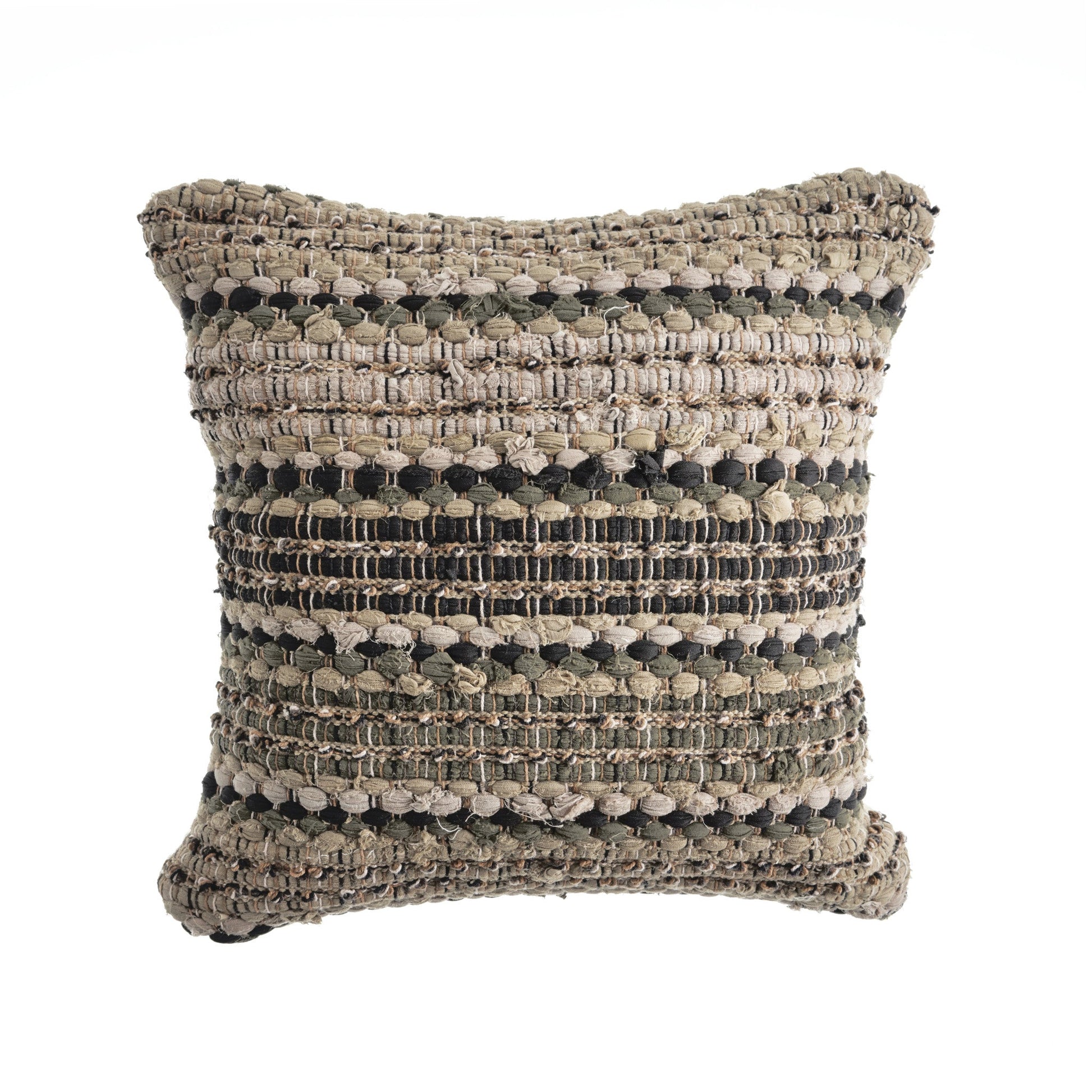 18" X 18" Beige And Brown 100% Cotton Striped Zippered Pillow FurniFindUSA