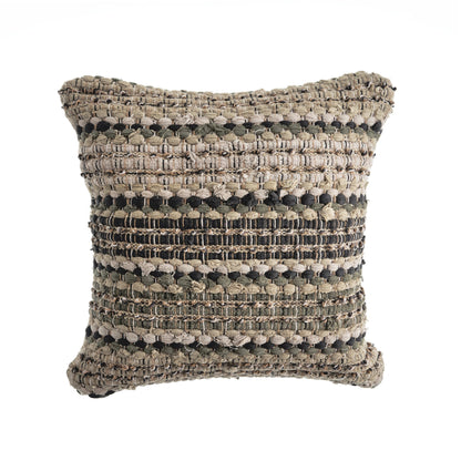 18" X 18" Beige And Brown 100% Cotton Striped Zippered Pillow FurniFindUSA