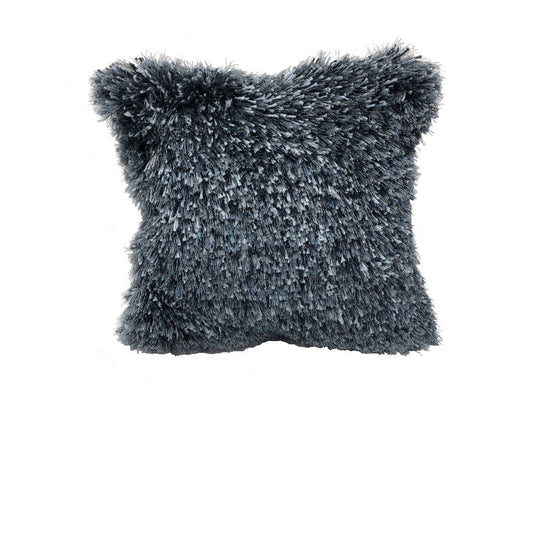 18" X 18" Blue Polyester Zippered Pillow With Shag FurniFindUSA