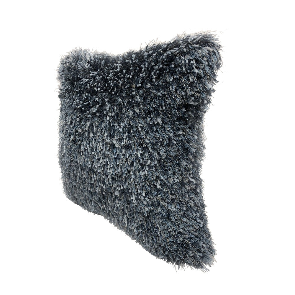 18" X 18" Blue Polyester Zippered Pillow With Shag FurniFindUSA