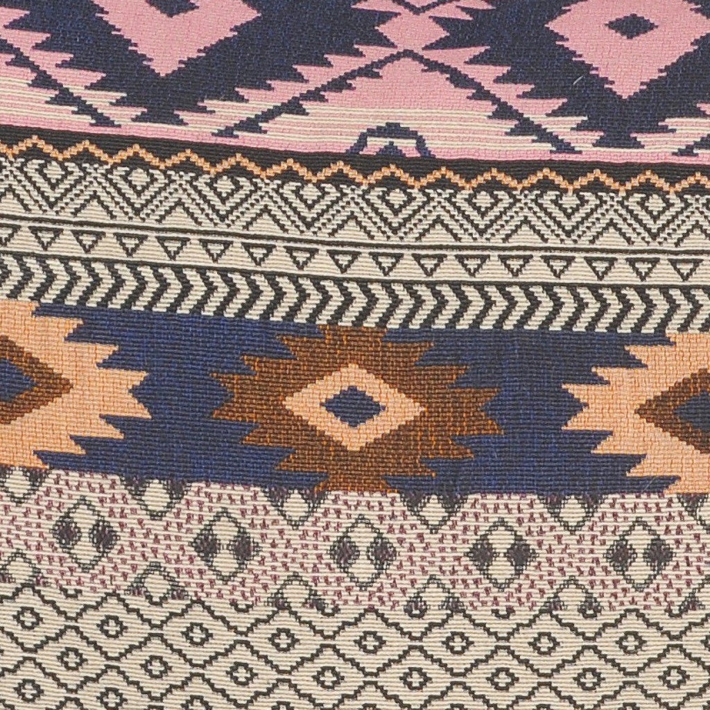 20" X 20" Black and Yellow Southwestern Cotton Zippered Pillow With Tassels FurniFindUSA