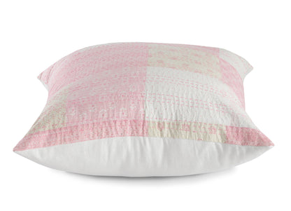 20" X 20" Pink And Off-White 100% Cotton Patchwork Zippered Pillow FurniFindUSA