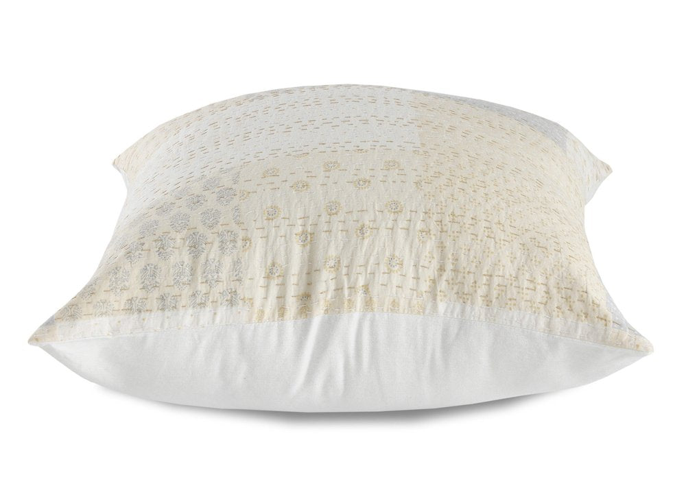 20" X 20" Beige Gray And Off-White 100% Cotton Patchwork Zippered Pillow HomeRoots