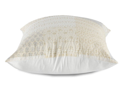 20" X 20" Beige Gray And Off-White 100% Cotton Patchwork Zippered Pillow HomeRoots