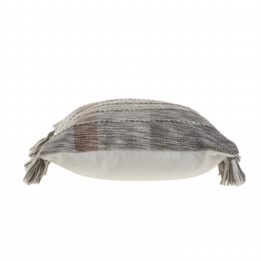 20" X 20" Gray And Light Red Polyester Striped Zippered Pillow FurniFindUSA
