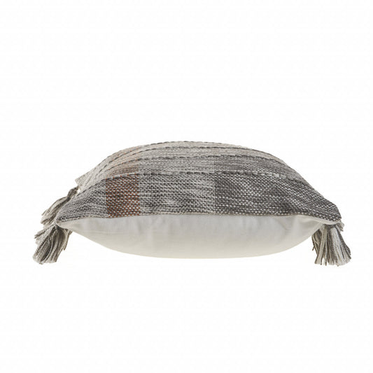 20" X 20" Gray And Light Red Polyester Striped Zippered Pillow FurniFindUSA
