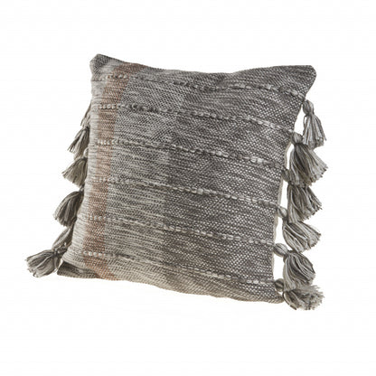 20" X 20" Gray And Light Red Polyester Striped Zippered Pillow FurniFindUSA