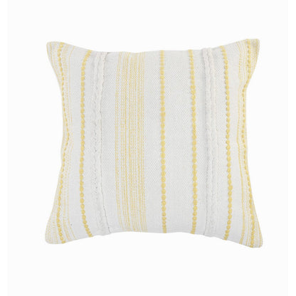 20" X 20" Yellow and White Striped Cotton Zippered Pillow FurniFindUSA