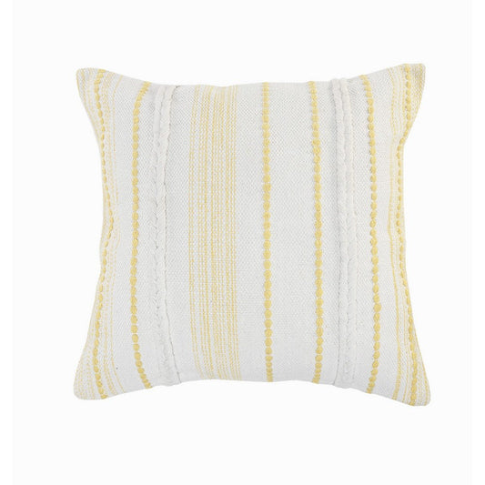 20" X 20" Yellow and White Striped Cotton Zippered Pillow FurniFindUSA