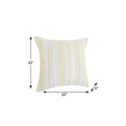 20" Yellow and White Throw Pillow