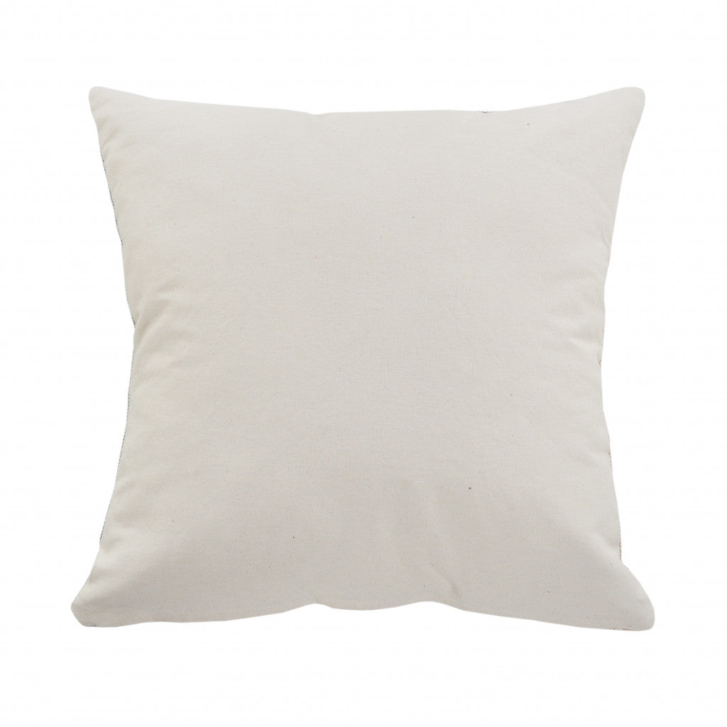 20" X 20" White Blue Gray And Tan 100% Cotton Striped Zippered Pillow FurniFindUSA