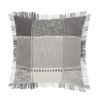 20" X 20" Dark Gray Light Gray White And Pink 100% Cotton Plaid Zippered Pillow FurniFindUSA
