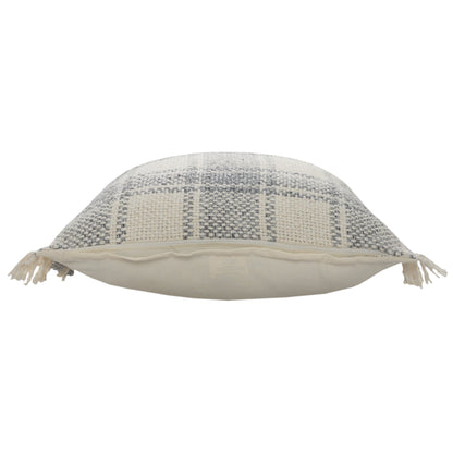 20" X 20" White And Gray-Blue Polyester Plaid Zippered Pillow FurniFindUSA