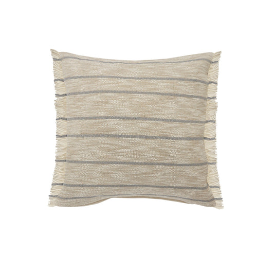 20" Taupe and Dusty Blue Jute Throw Pillow FurniFindUSA